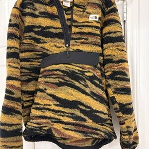 The North Face Campshire Tiger stripes hoodie in yellow